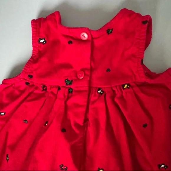 ❤️3/$30 Vintage Samara Baby Girl Red Corduroy Jumper Dress Scottie Dogs - 18M - Picture 4 of 7